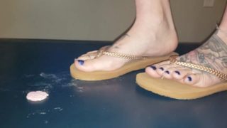 Crushing candy with my feet!