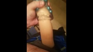 Transman fucks pocket pussy with huge dick