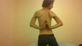 Topless Transgirl Surprised at Her Own Flexibility