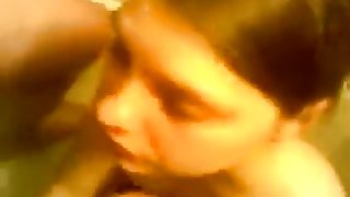 Russian slut tries to fit 2 cocks at the same time in her mouth