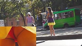 Outstanding gazoo in red panty up the petticoat