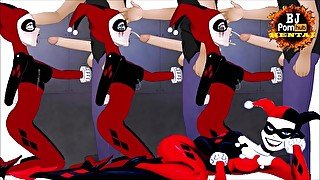 Harley Quinn BLOWJOB CUM Mouth deepthroat Hentai fellatio  giving head cum eruption DC Batman