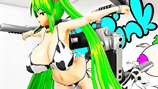 Imbapovi - Cow Girl with Huge Boobs goes to Milking Machine