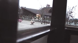 Playful teen on playground flashing her exciting upskirt