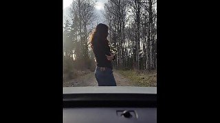 Cuckold wife getting fucked by stranger infront of her husband jerking off in car