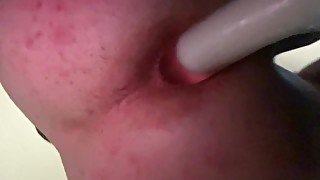 Fucking my vibrator up my ass until I come all over myself!!!!
