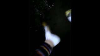 Stepping in puddles with white socks