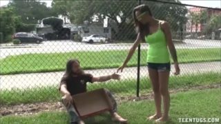 Sexy Teen Jerks Off A Homeless Guy