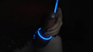 Raver Femboy Stuffs Glowstick in Penis