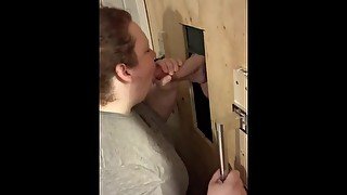 Hot wife slutwife sucks random cock at homemade gloryhole bbw