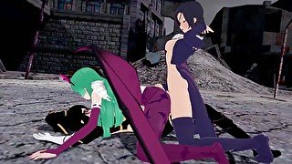 Futa ORGY with Bayonetta, Morrigan, Merlin HARD BANGING