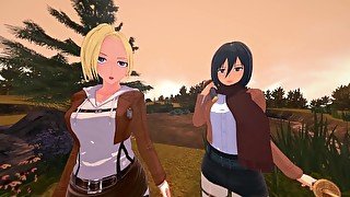 MIKASA AND ANNIE FOURSOME - ATTACK ON TITAN PORN (Shingeki no Kyojin)
