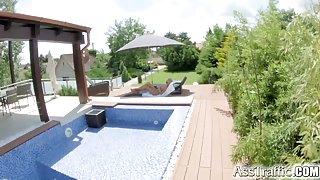 Ass Traffic skinny funny blonde interviewed before screaming anal sex