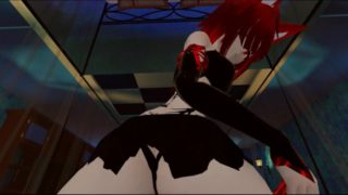 Teen Red Fox Dragon Tattoo Girl Black Thong Gives POV Mirror Lap Dance