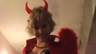 Fair-haired chick takes a shower and puts her lingerie on