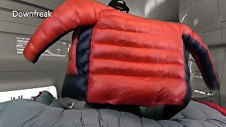 Overfilled Mountain Hardwear Down Jacket Gets covered In Cum After Fetish BioScience Experiment !!!