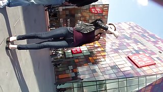 Chinese model walk down on the street with nice ass