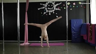 Spandex bodysuit on a flexible teenage hottie