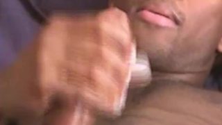 Gay ebony masturbating closeup to climax