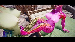 Argonian Footjob For Huge FUTA Monster Furry Cock Skyrim