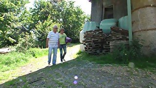 Old village whore Avdotya is having dirty sex in the hay