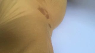 Pissing While Cumming in Tight Yellow Pants