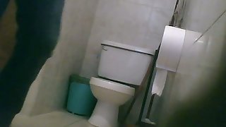 Hidden toilet cam catches chubby Latina chick pissing