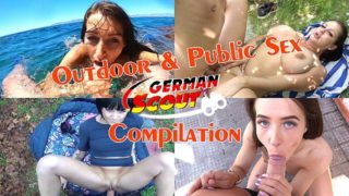 GERMAN SCOUT - OUTDOOR PUBLIC SEX AND CUM SHOT COMPILATION WITH TEENS AND MILF