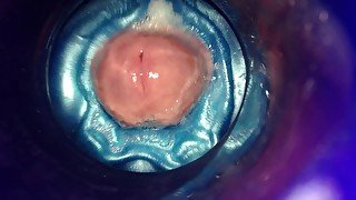 Alien Fleshlight internal view of my super wet self lubricated precum dick pov