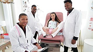 Two black boys cum on the face of a hot white model Kylie Quinn