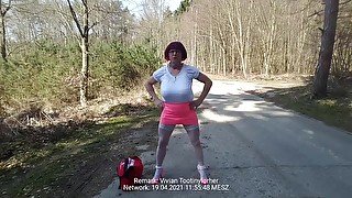 red head bimbo tits sissy exposed and humiliated as cheap slut on public parking area 3