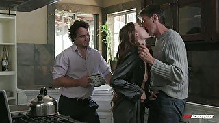 Dude and his stepdad fuck pretty hot young chick Samantha Hayes