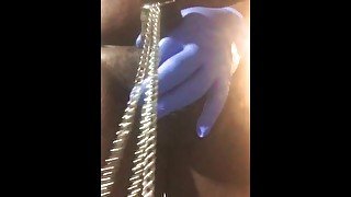 Rubbing My Chained Up Cock And Moaning