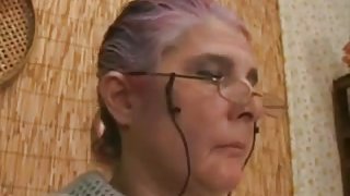 Granny with glasses fucked and facialized