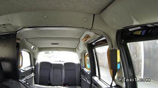 Natural huge tits ebony Brit bangs in cab