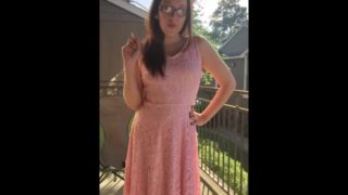 Sexy Goddess D Smoking in Pretty Pink Lace Dress - Full Length Video