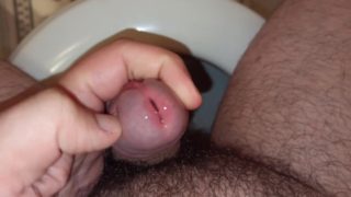 Morning pee in toilet, really relaxing time. Peehole closeup