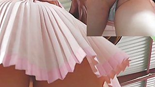 Blond pleated upskirt with soft ass