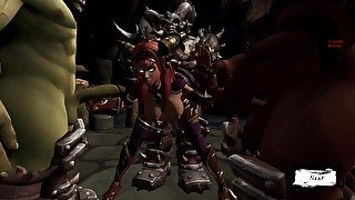 World warcraft. Orc sexe de groupe avec une fille  Porno Game