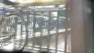 Nice amateur butt in white skirt and panties stands high