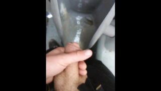 POV Transgirl In Porta Potty Pissing All Over & Playing w/Herself