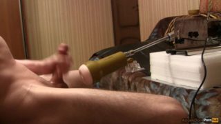 Sex machine polishes my hard cock