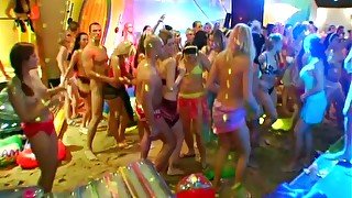 Steamy white babes get pounded in standing and cowgirl poses