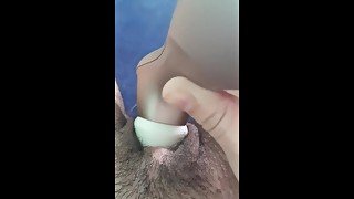 FTM guy with satisfyer has orgasm