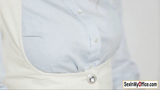 Hot boss Kathia Nobili likes her shoes and pussy clean