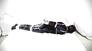 All black time lock self bondage