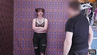 Pigtailed student Paige Pierce is face fucked before a rimjob session