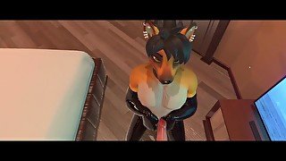 Furry Foxboy in Latex gets drained and begs for more