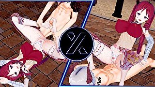 3Д хентай, девушка своими ногами дрочила парню в колготках