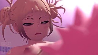 Mina sucking Futa Toga in the locker room